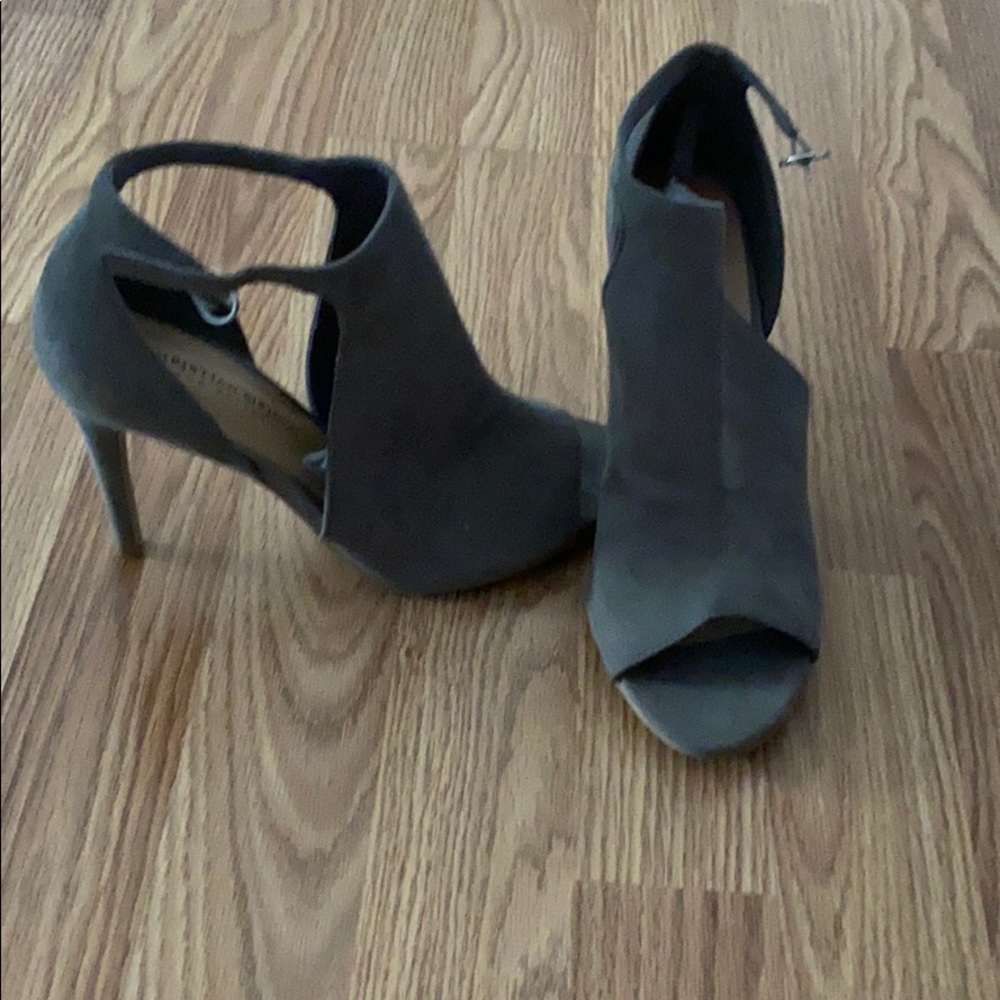 Grey velvet stilettos
